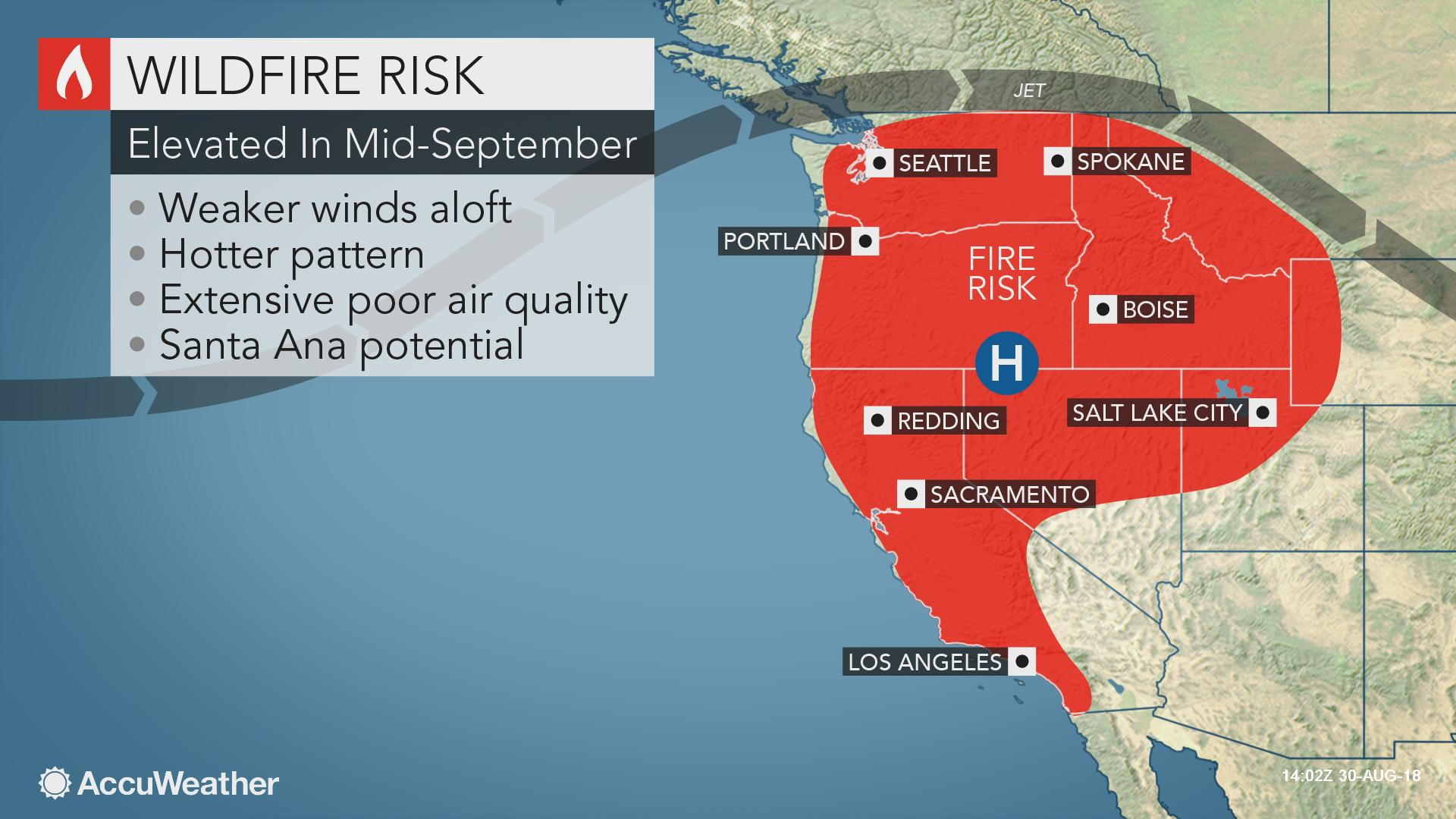 Wildfire Risk Likely To Increase Into Late September As Hot, Dry - California Wildfire Risk Map