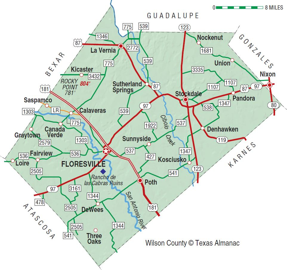 Wilson County | The Handbook Of Texas Online| Texas State Historical - Pipe Creek Texas Map