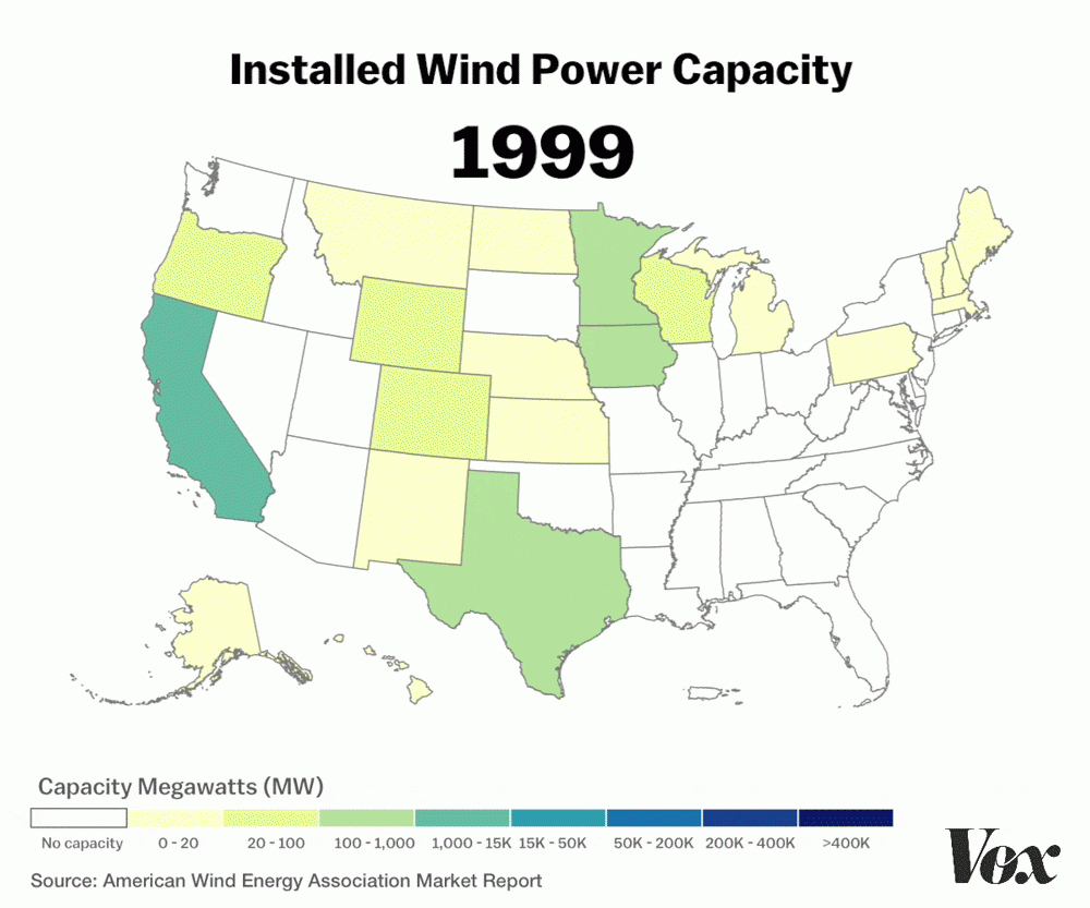 Wind Energy&amp;#039;s Lopsided Growth In The Us, Explained With 4 Maps - Vox - Wind Farms Texas Map
