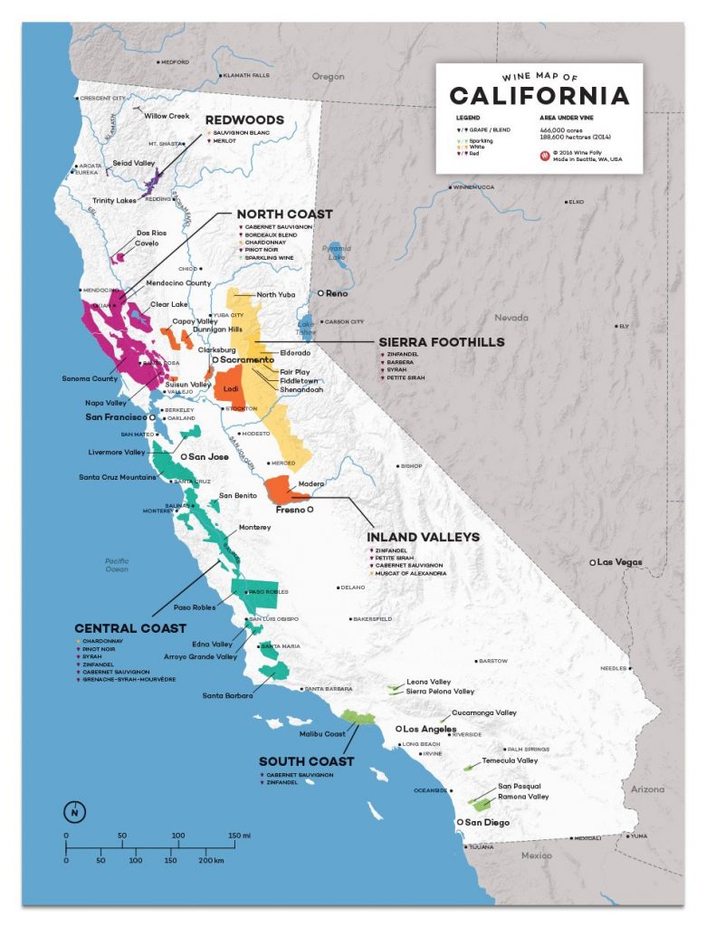 Wine Country California Map | Park Map - Wine Country Map Of California ...