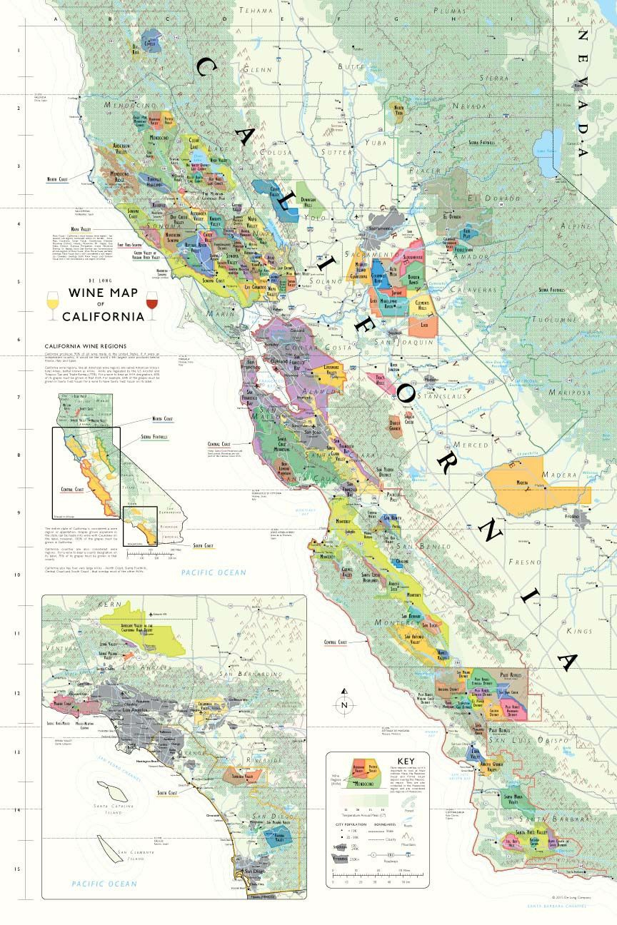Wine Map Of California | Wine Regions Of U.s.: California - California Wine Country Map