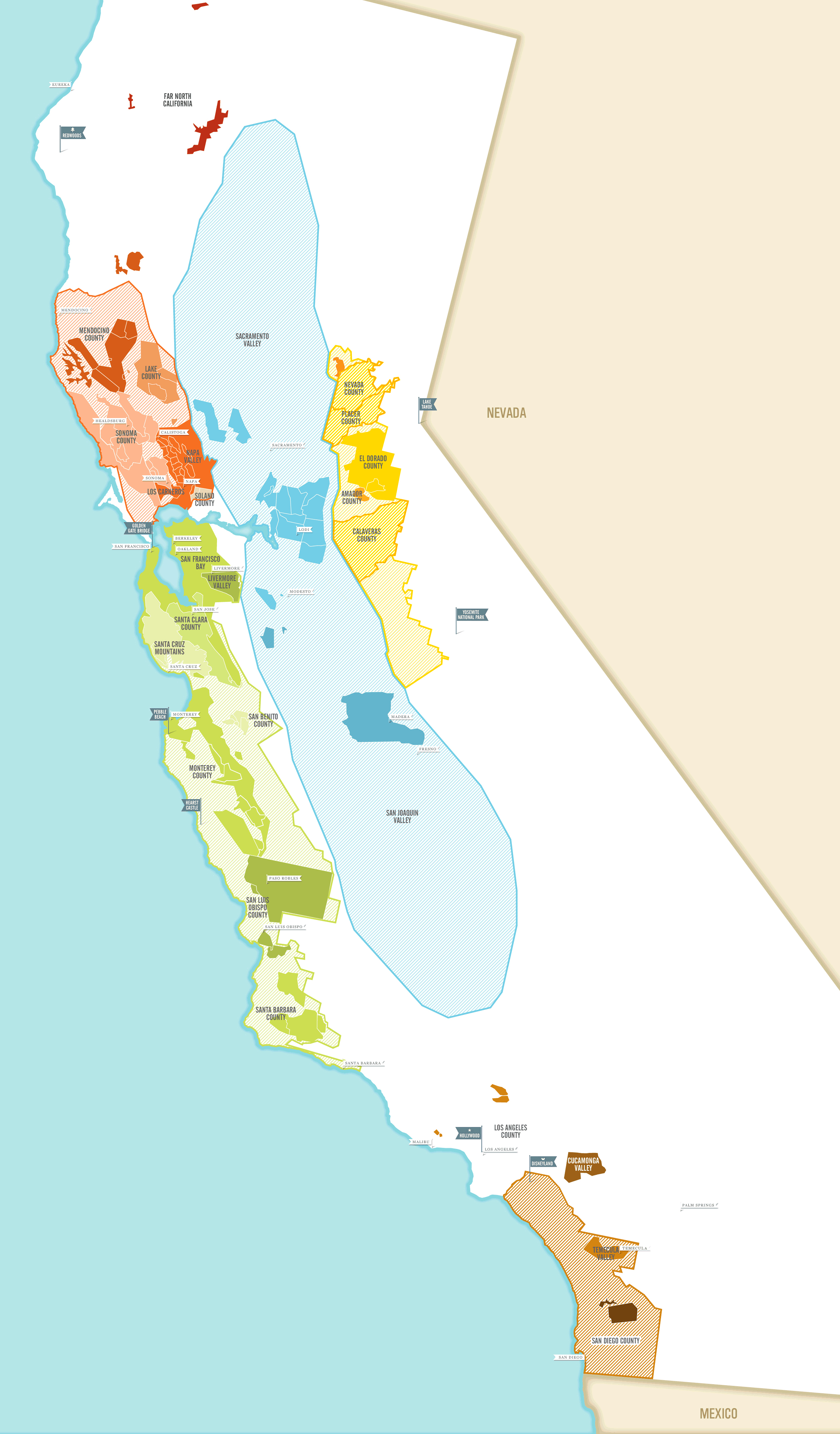 Wine Map Winer Map California Wine Regions California Map Map Of - Map Of California Wine Appellations