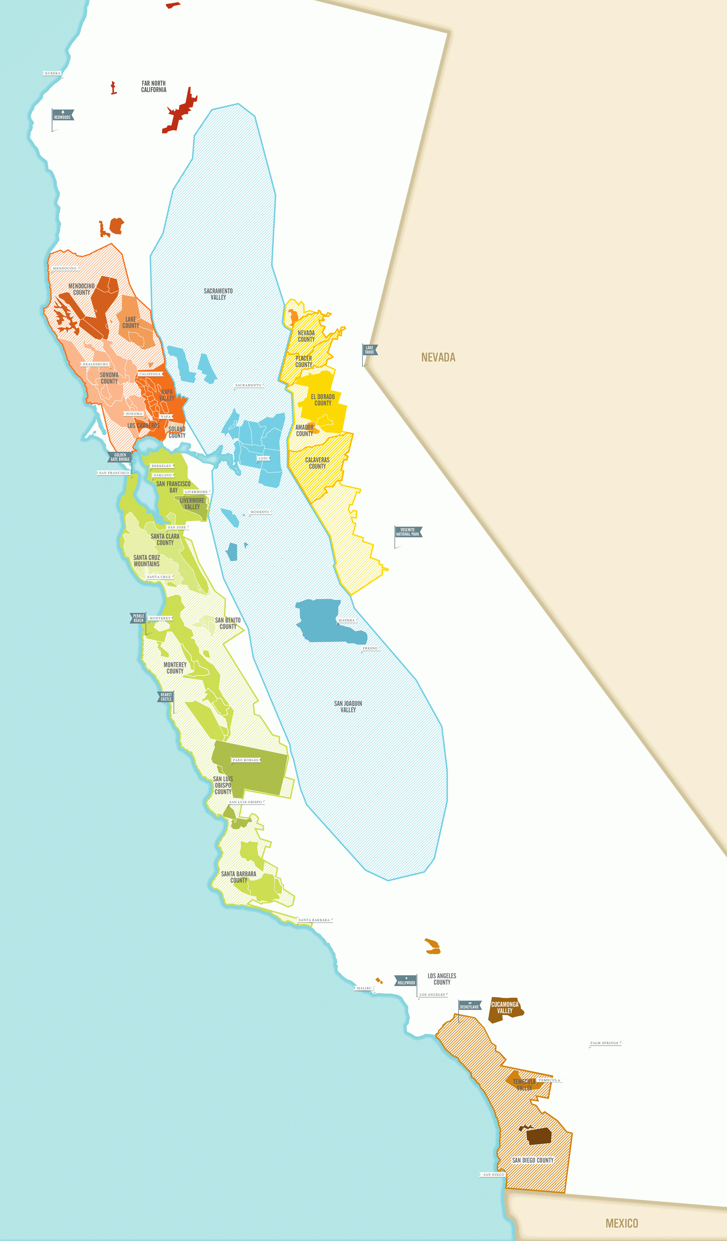 Wine Map &amp;amp; Winery Directory - California Wines | Thanksgiving - California Wine Map