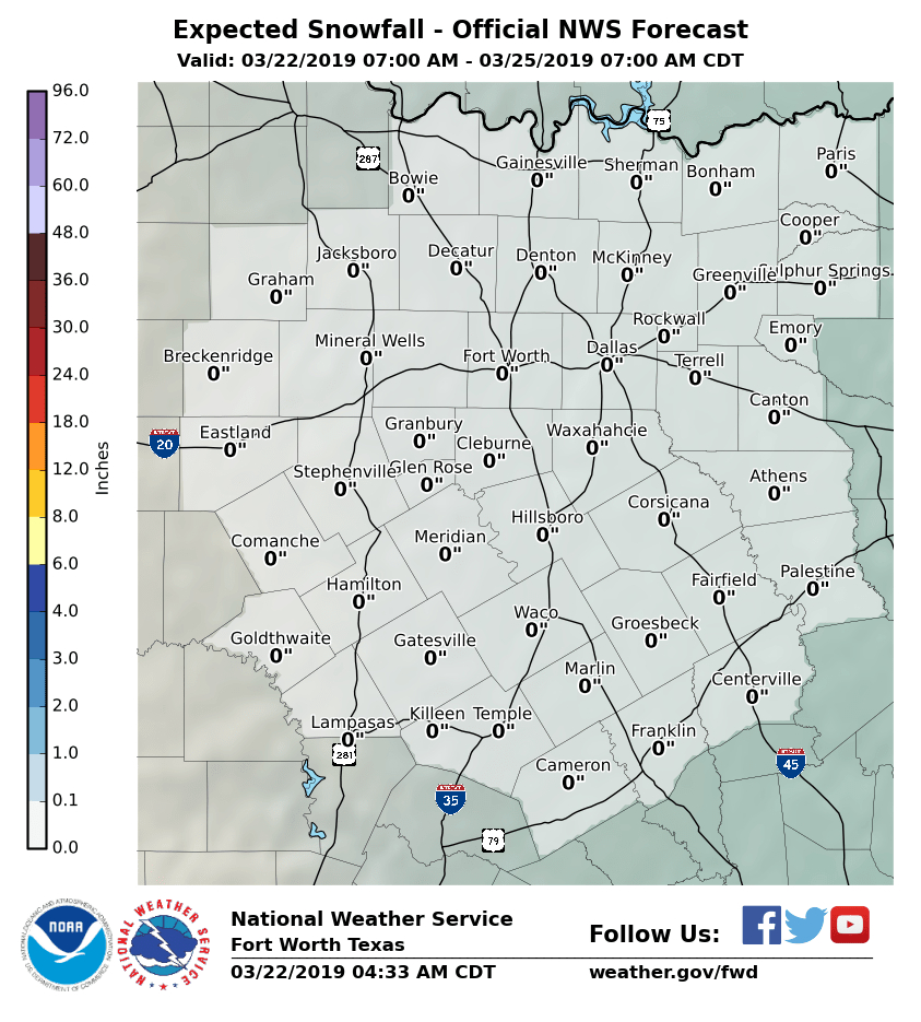 Winter Weather Probabilities - Waco Texas Weather Map