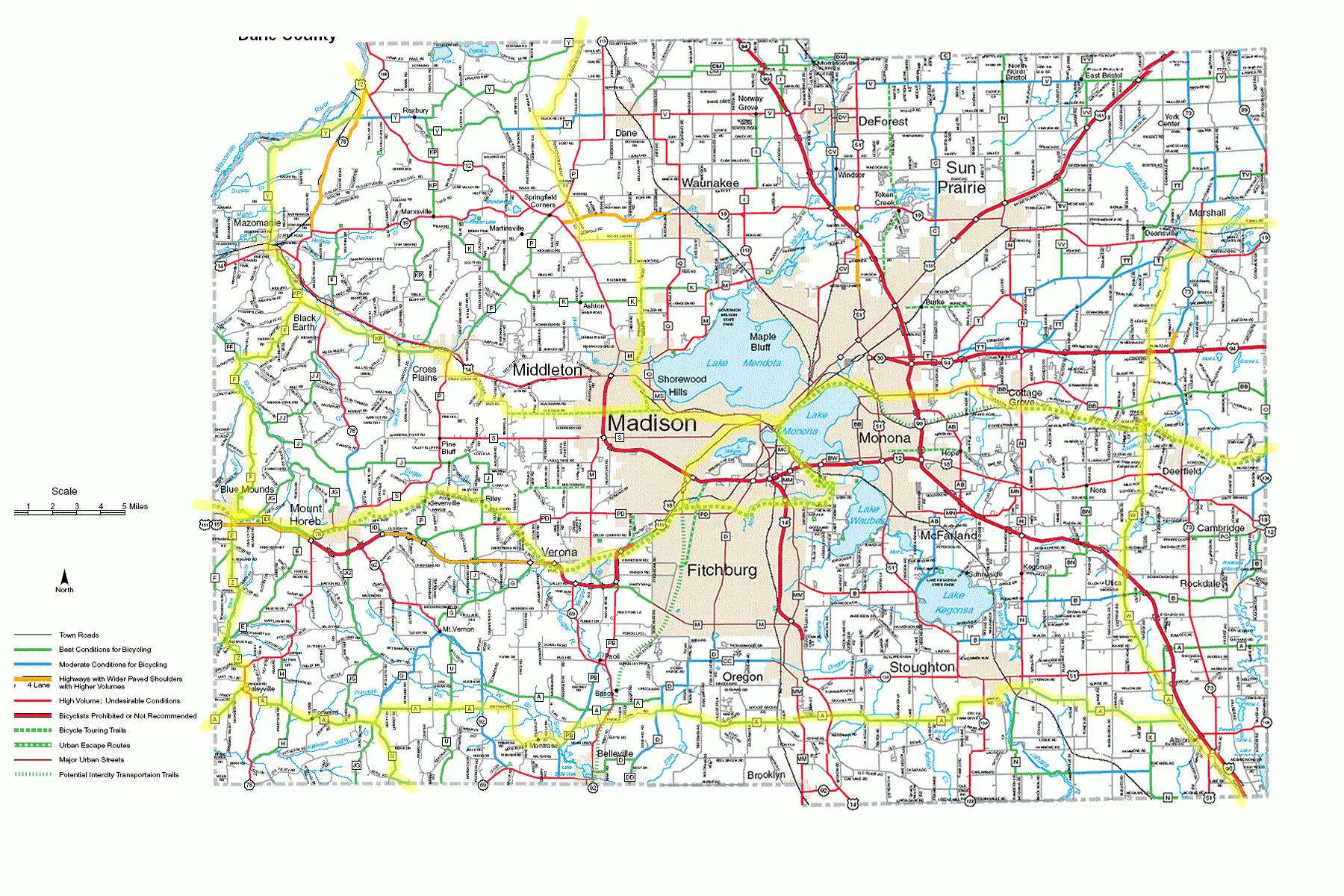 Wisconsin County Bicycle Maps - Printable Map Of Downtown Madison Wi