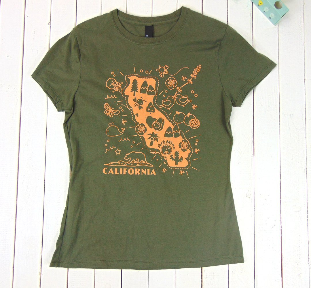 Womens California Map Tshirt Screen Print California Tee | Etsy - California Map T Shirt