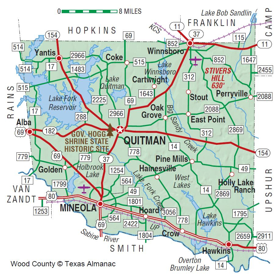 Wood County | The Handbook Of Texas Online| Texas State Historical - Quitman Texas Map