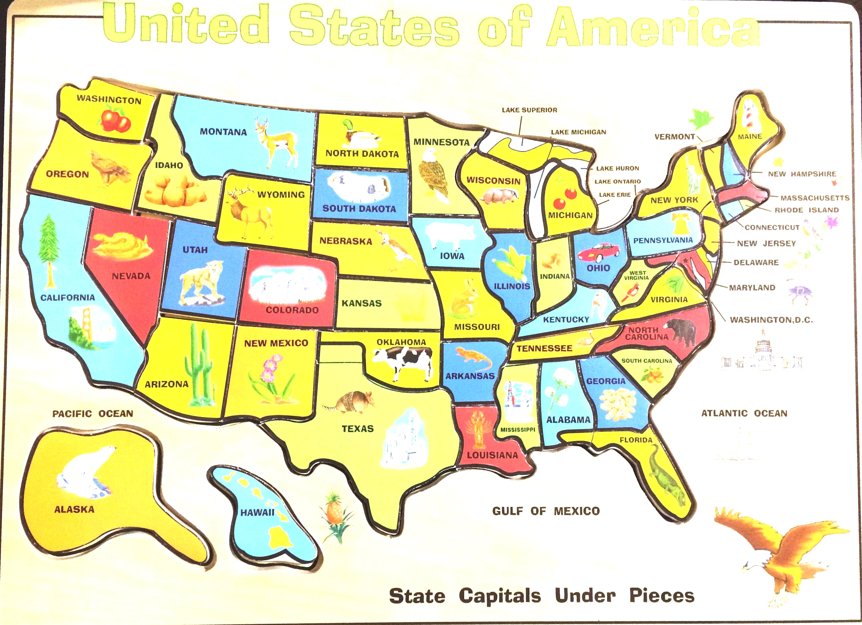 Wooden Usa Map Puzzle With States And Capitals | Travel Maps And - United States Map Puzzle Printable