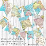 World Map Bunting. Map Garland Printable Map Banner Travel | Etsy   Printable Map Banner