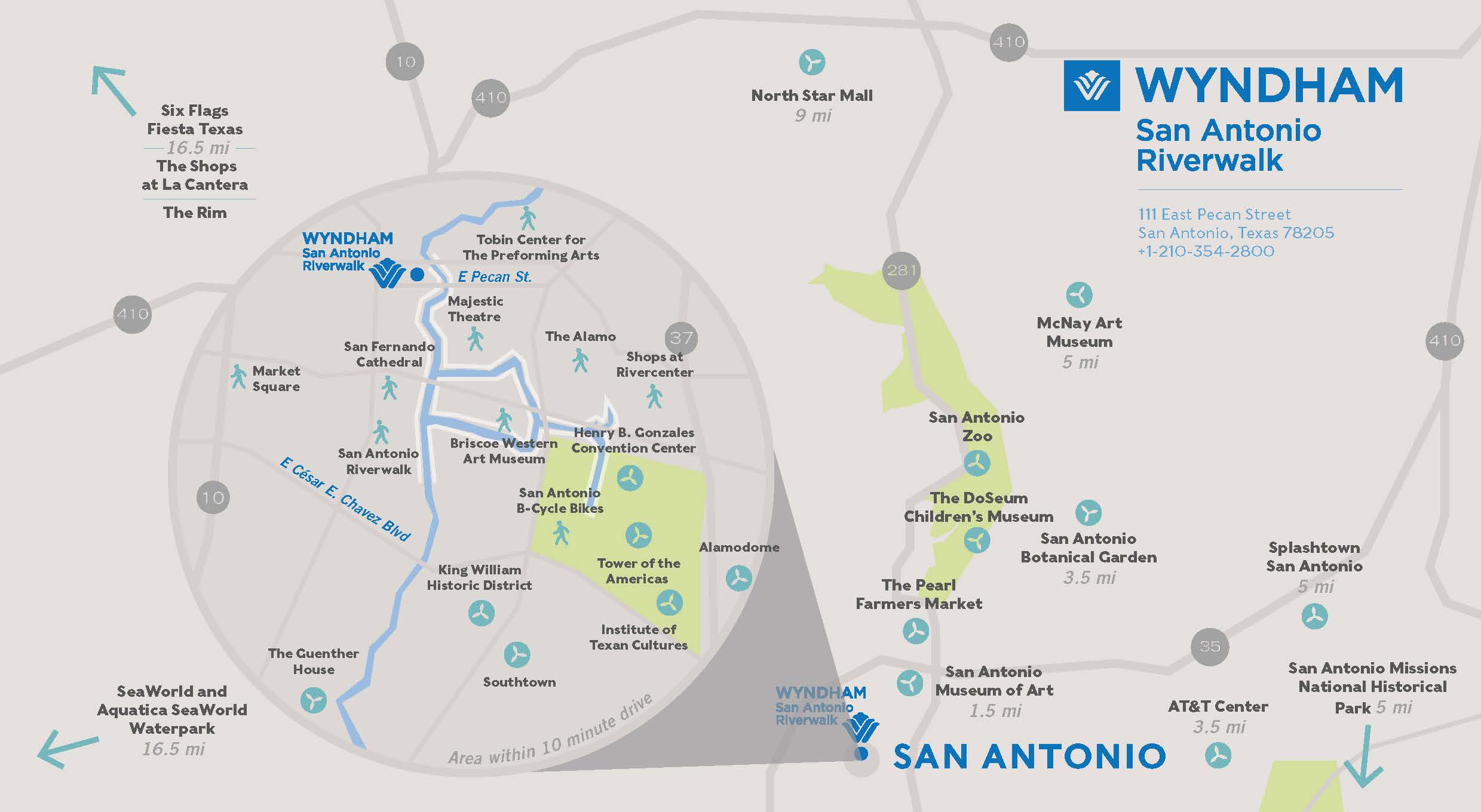 Wyndham San Antonio River Walk Hotel Area Map - Map Of Hotels In San Antonio Texas